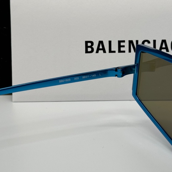 NEW BB0192S 003 BALENCIAGA BLUE GEOMETRIC WOMEN BALENCIAGA SUNGLASSES - Picture 9 of 11